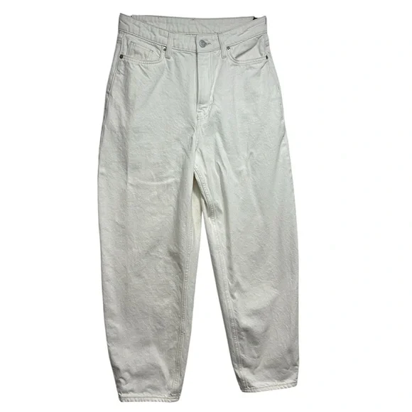 H&M High Rise Barrel Leg Jeans – Cream, Size 4 - Picture 3 of 7